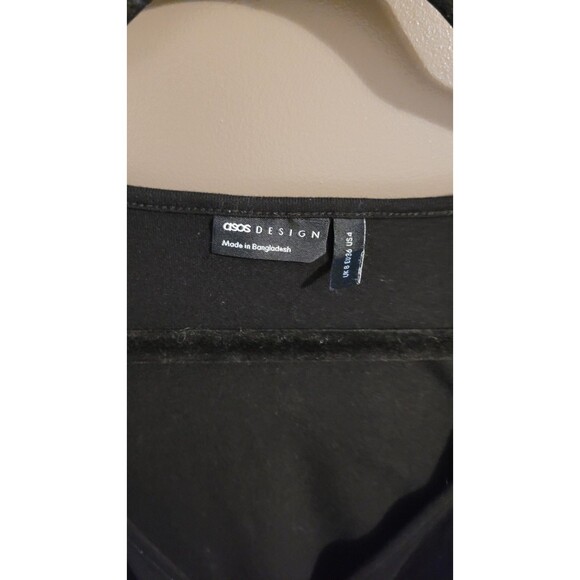 Womens ASOS Design Wrap V-neck T-Shirt Wrap Black Size US 4 - Picture 3 of 4